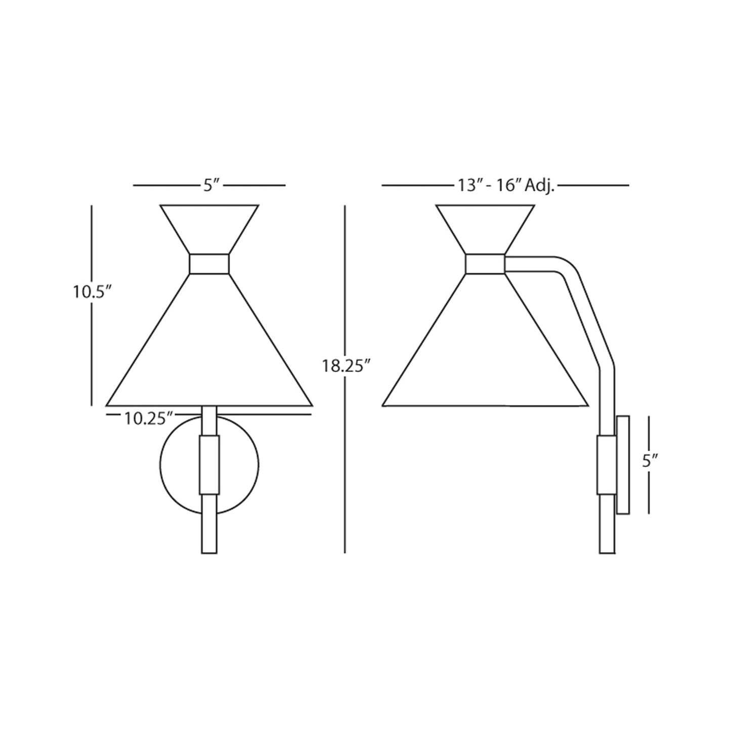 Cinch Wall Light - line drawing.