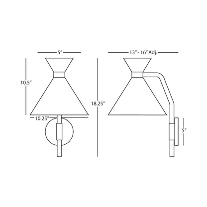 Cinch Wall Light - line drawing.