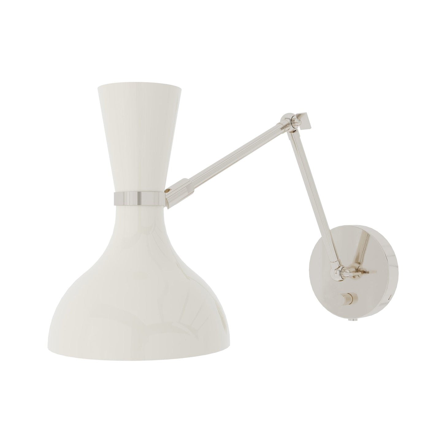 Clare Adjustable Wall Light in Polished Nickel/Lily.