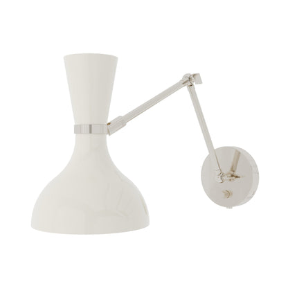 Clare Adjustable Wall Light in Polished Nickel/Lily.
