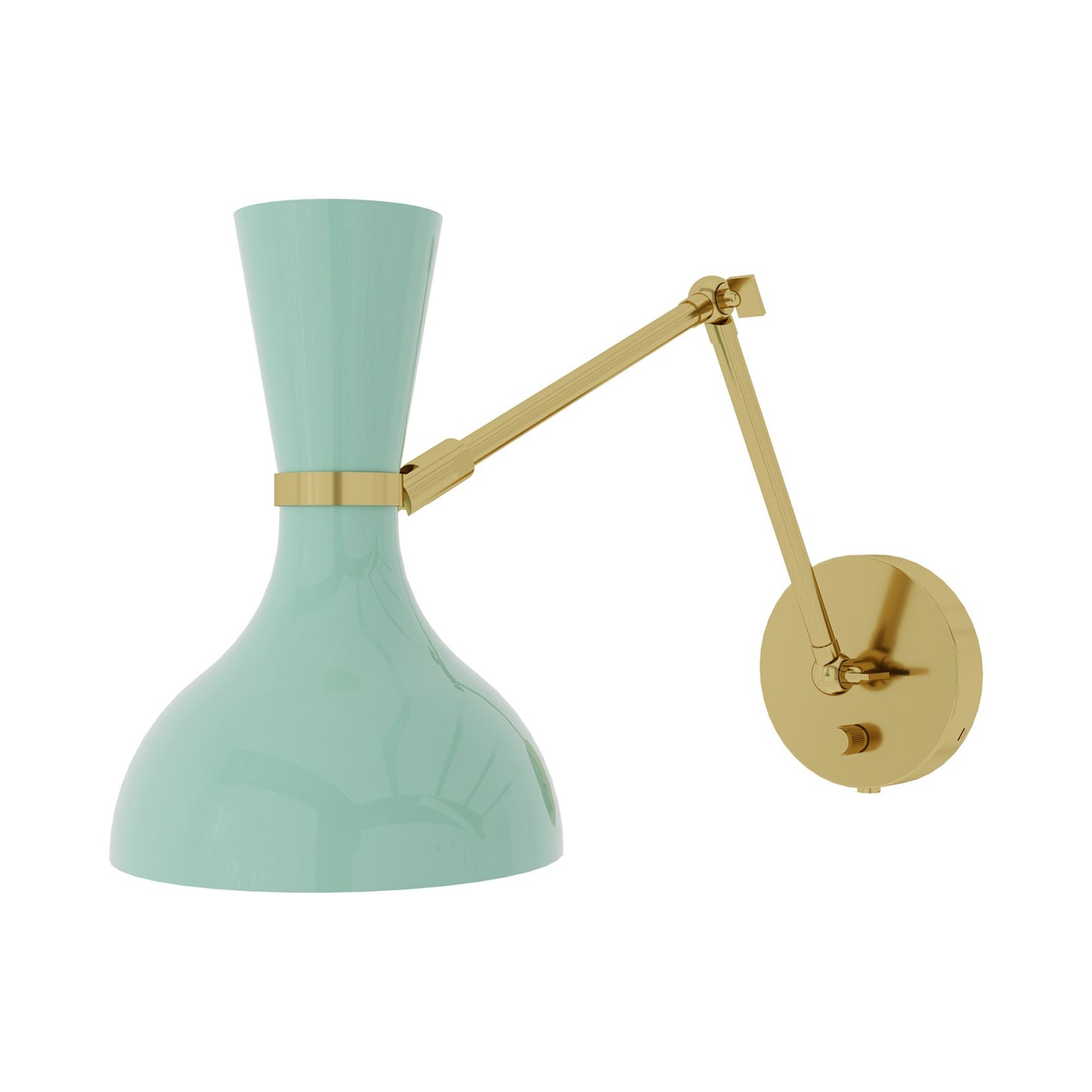 Clare Adjustable Wall Light in Modern Brass/Mint.