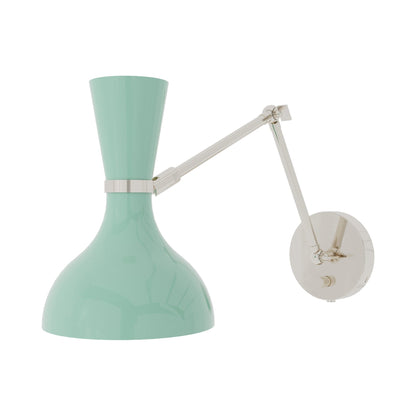Clare Adjustable Wall Light in Polished Nickel/Mint.