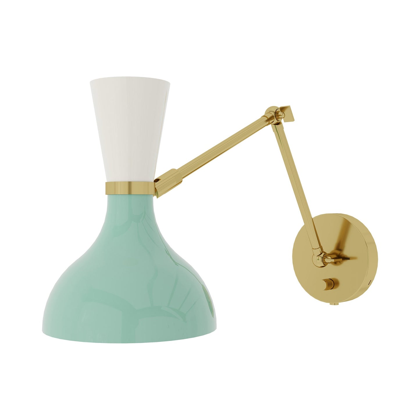 Clare Adjustable Wall Light in Modern Brass/Mint and Lily.