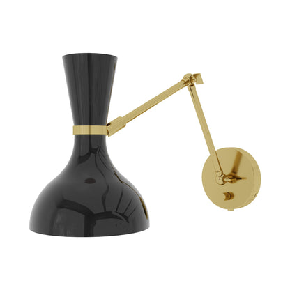 Clare Adjustable Wall Light in Modern Brass/Obsidian.
