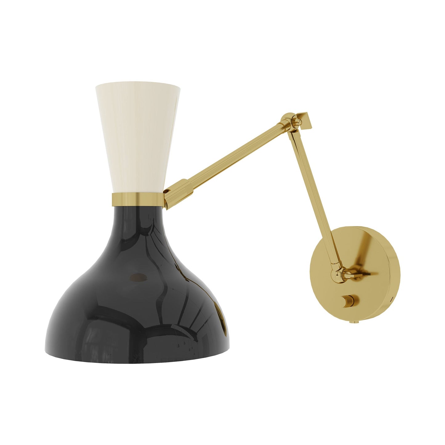 Clare Adjustable Wall Light in Modern Brass/Obsidian and Bone.