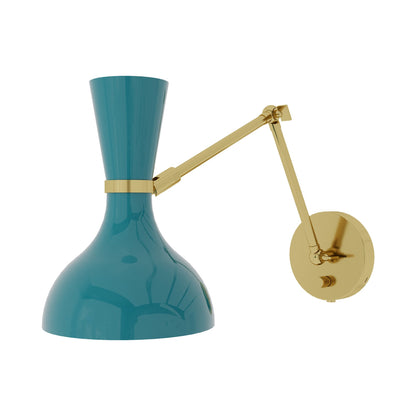 Clare Adjustable Wall Light in Modern Brass/Peacock.