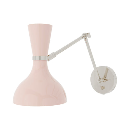 Clare Adjustable Wall Light in Polished Nickel/Rose Water.