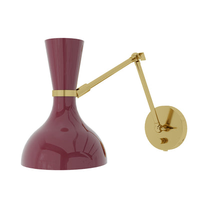 Clare Adjustable Wall Light in Modern Brass/Sugar Plum.