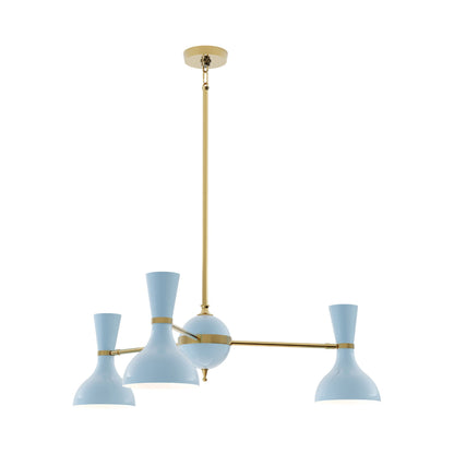 Clare Chandelier in Modern Brass/Baby Blue (3-Light).