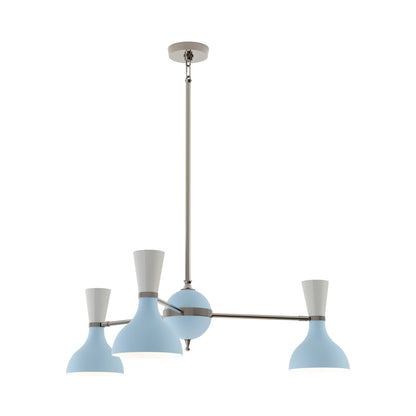 Clare Chandelier in Polished Nickel/Baby Blue and Lily (3-Light).