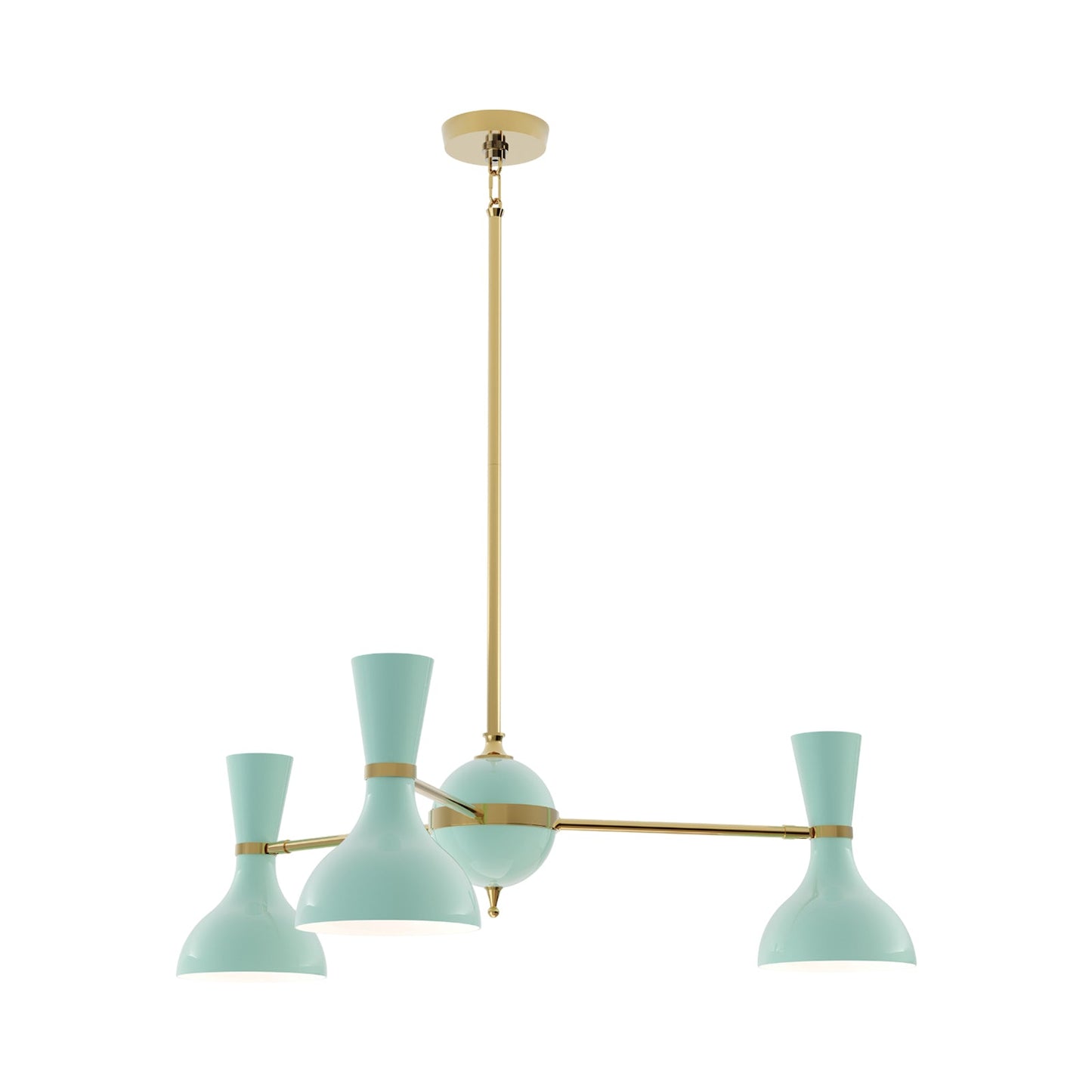 Clare Chandelier in Modern Brass/Mint (3-Light).