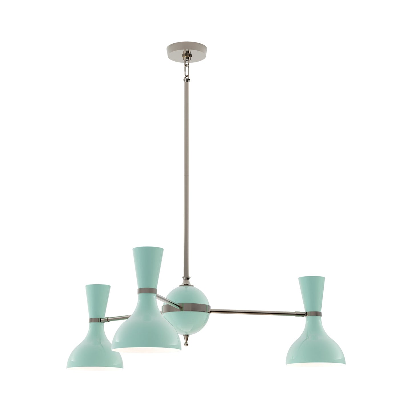 Clare Chandelier in Polished Nickel/Mint (3-Light).