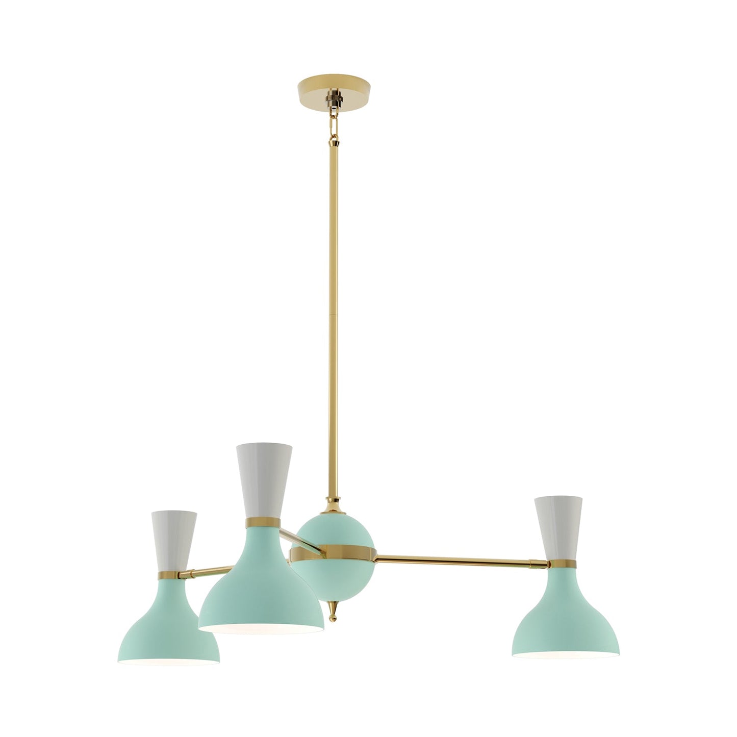Clare Chandelier in Modern Brass/Mint and Lily (3-Light).
