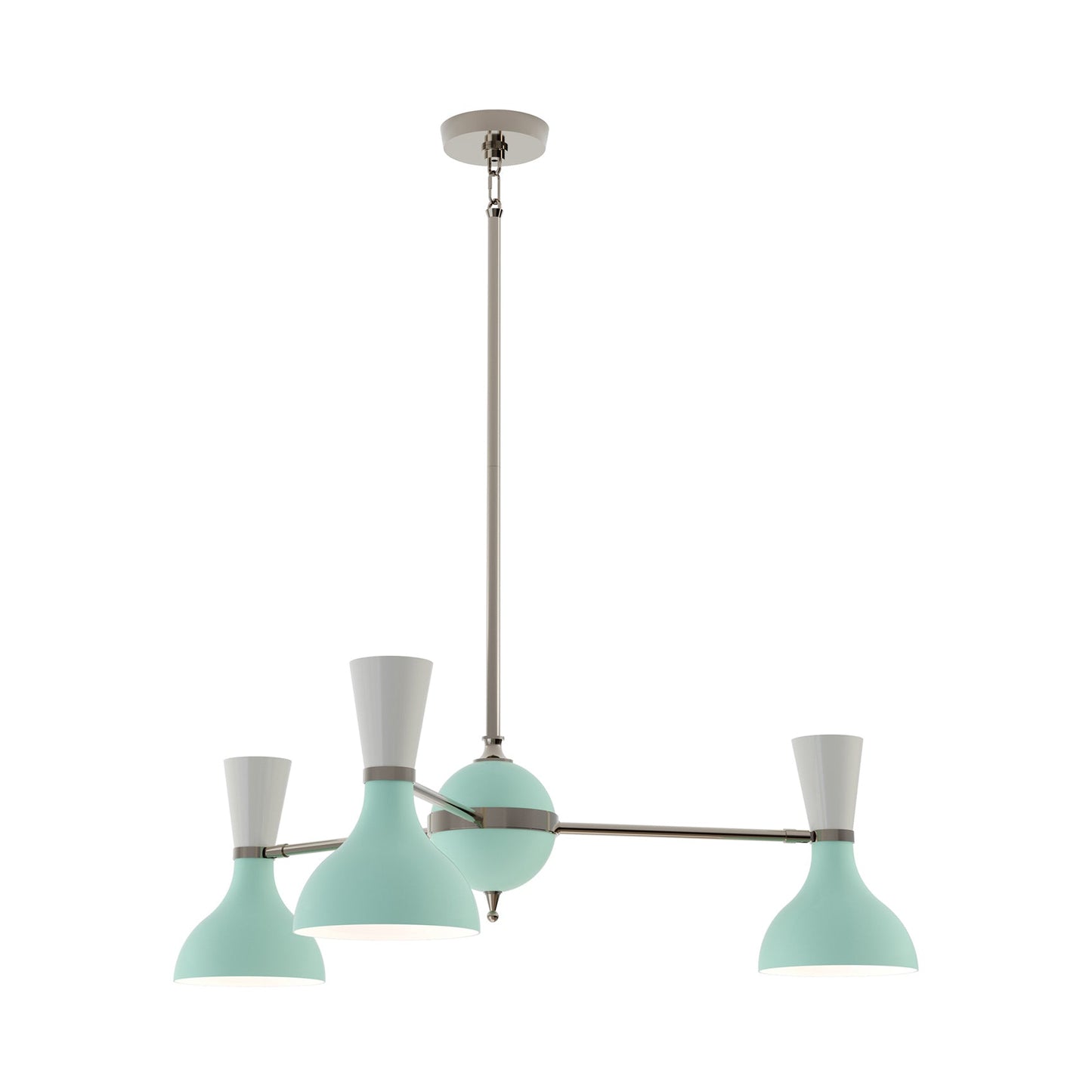 Clare Chandelier in Polished Nickel/Mint and Lily (3-Light).