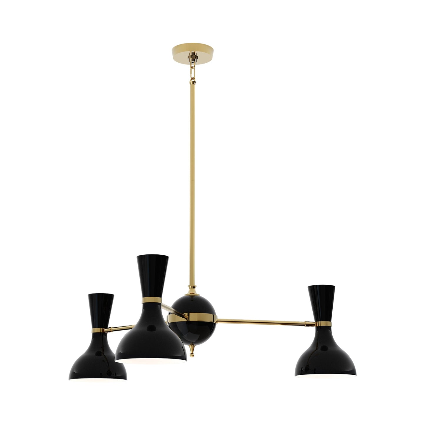 Clare Chandelier in Modern Brass/Obsidian (3-Light).