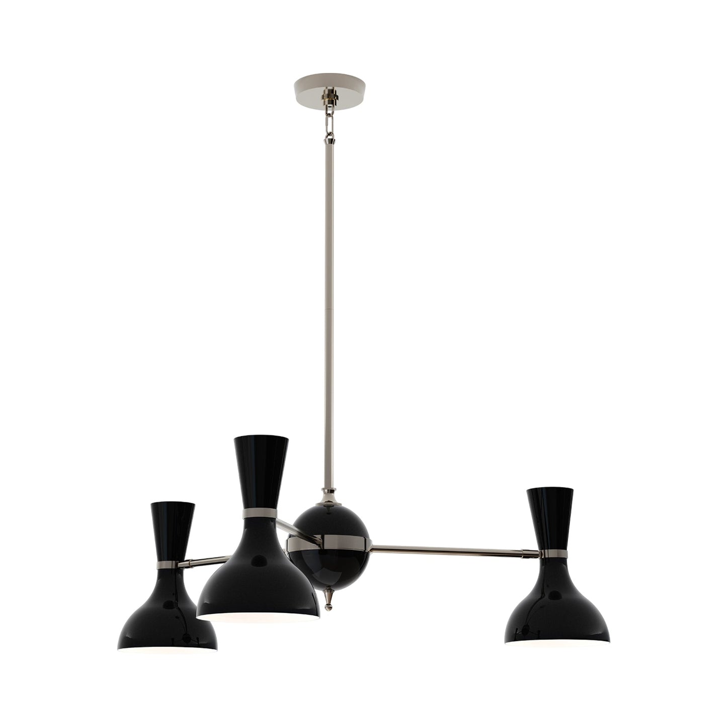 Clare Chandelier in Polished Nickel/Obsidian (3-Light).
