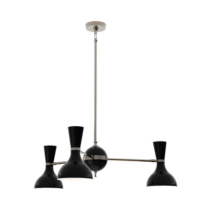 Clare Chandelier in Polished Nickel/Obsidian (3-Light).