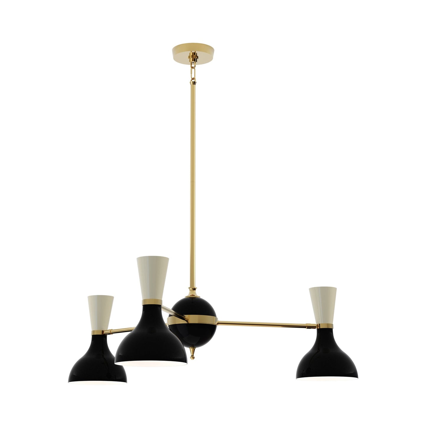 Clare Chandelier in Modern Brass/Obsidian and Bone (3-Light).