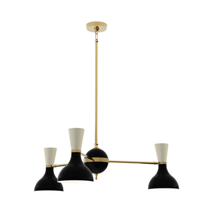 Clare Chandelier in Modern Brass/Obsidian and Bone (3-Light).