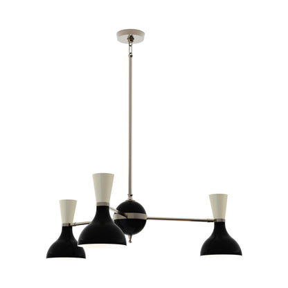 Clare Chandelier in Polished Nickel/Obsidian and Bone (3-Light).