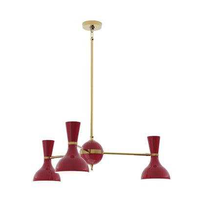 Clare Chandelier in Modern Brass/Oxblood (3-Light).