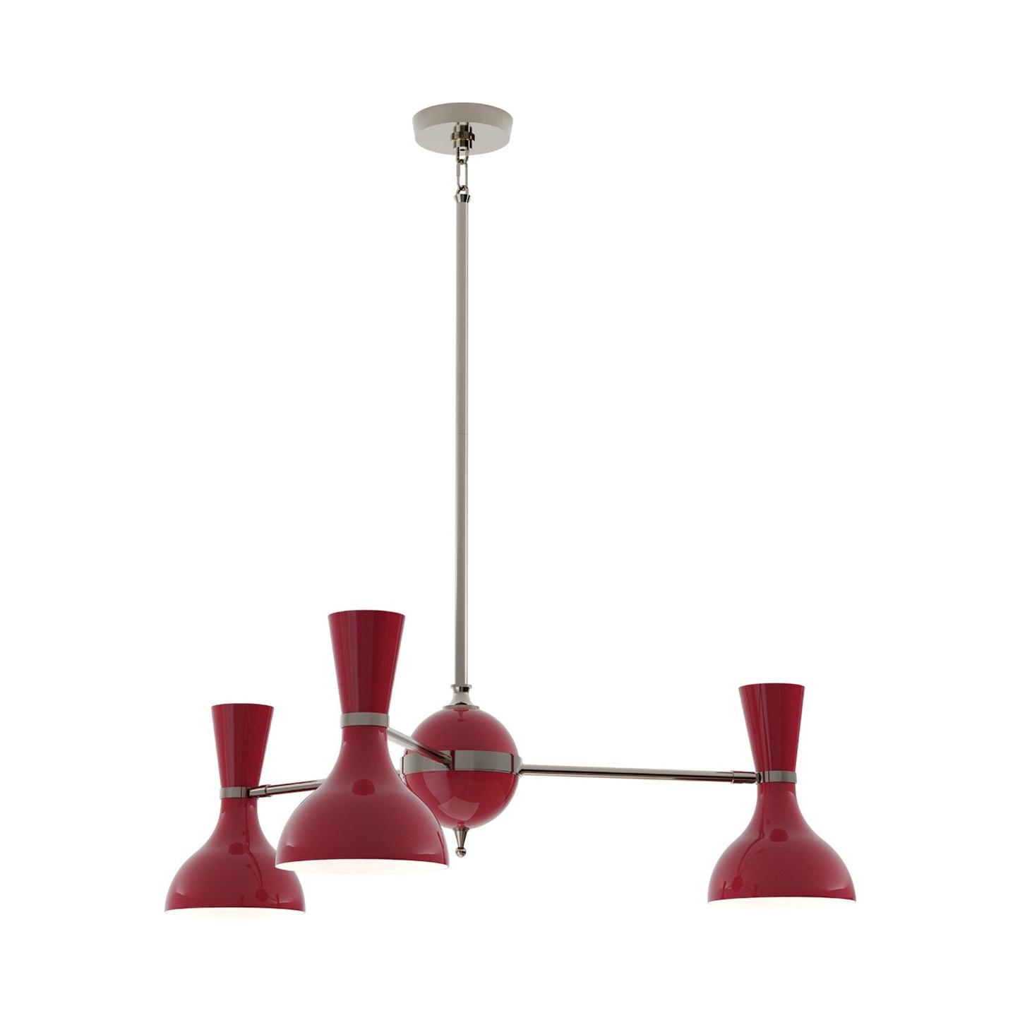 Clare Chandelier in Polished Nickel/Oxblood (3-Light).