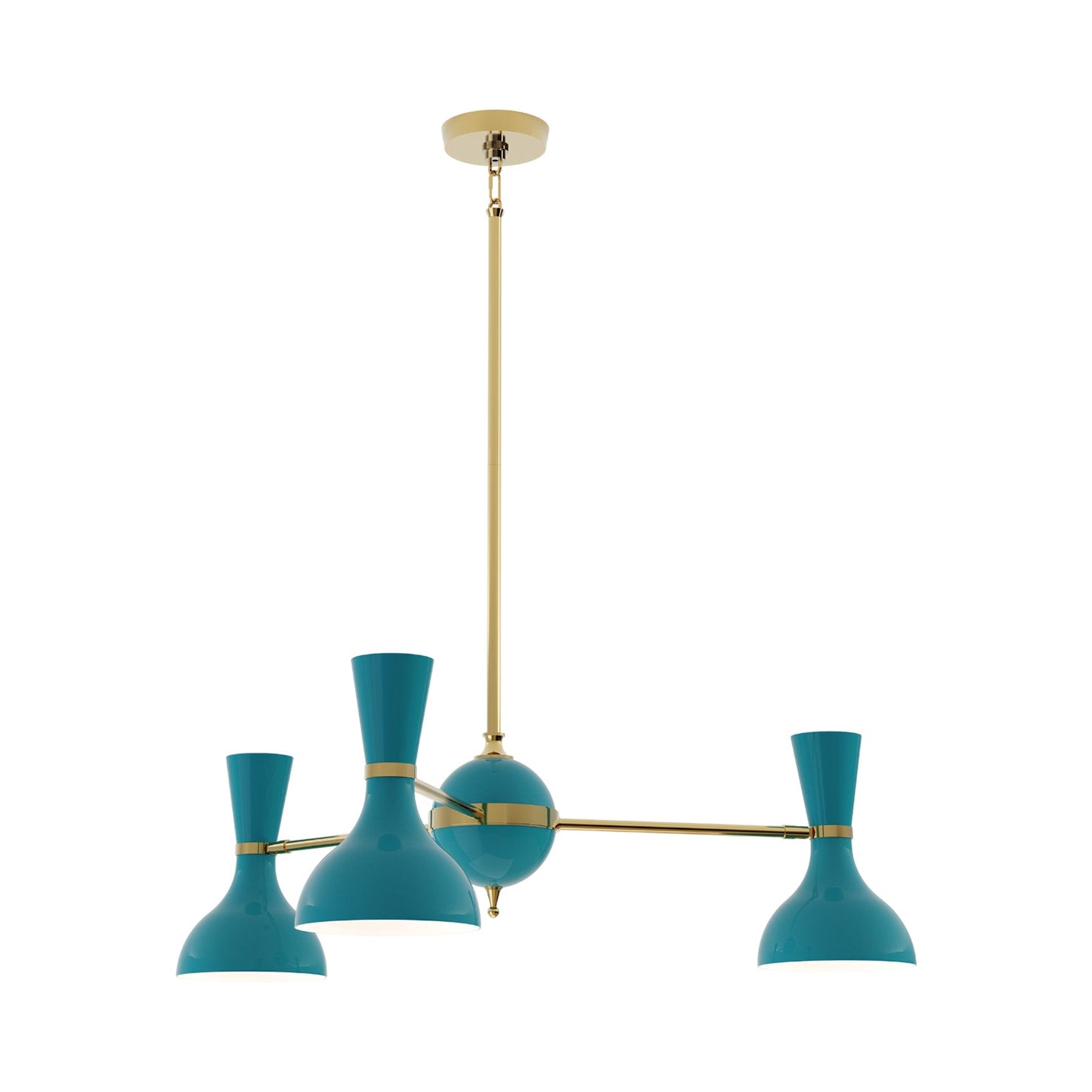 Clare Chandelier in Modern Brass/Peacock (3-Light).