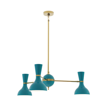 Clare Chandelier in Modern Brass/Peacock (3-Light).