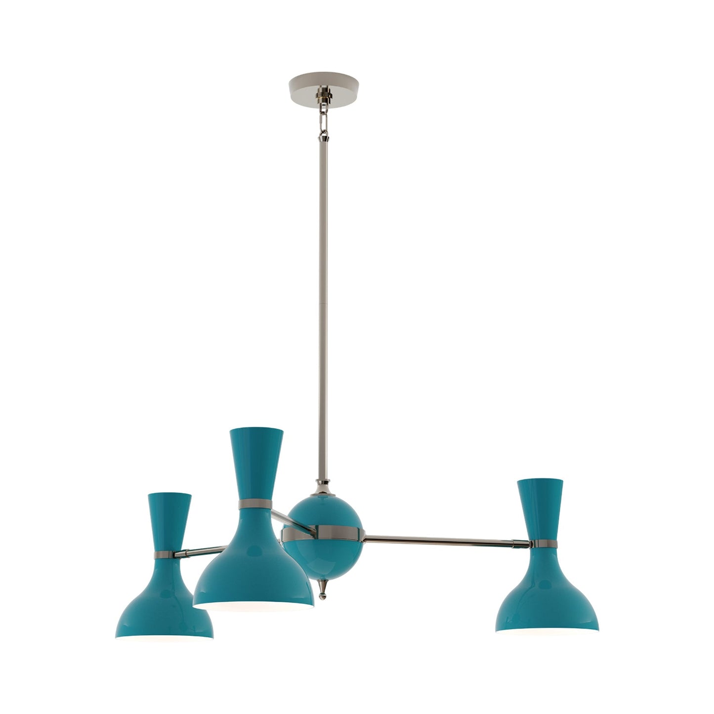 Clare Chandelier in Polished Nickel/Peacock (3-Light).