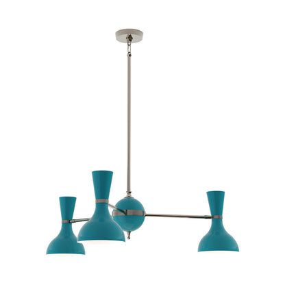 Clare Chandelier in Polished Nickel/Peacock (3-Light).
