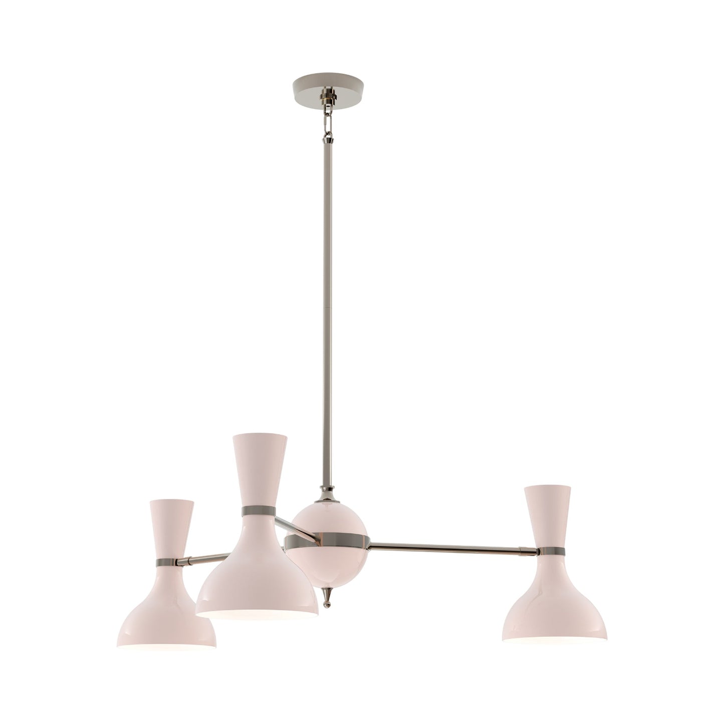 Clare Chandelier in Polished Nickel/Rose Water (3-Light).