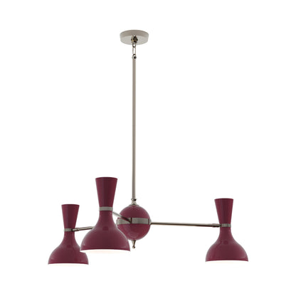 Clare Chandelier in Polished Nickel/Sugar Plum (3-Light).