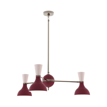 Clare Chandelier in Polished Nickel/Sugar Plum and Rose Water (3-Light).