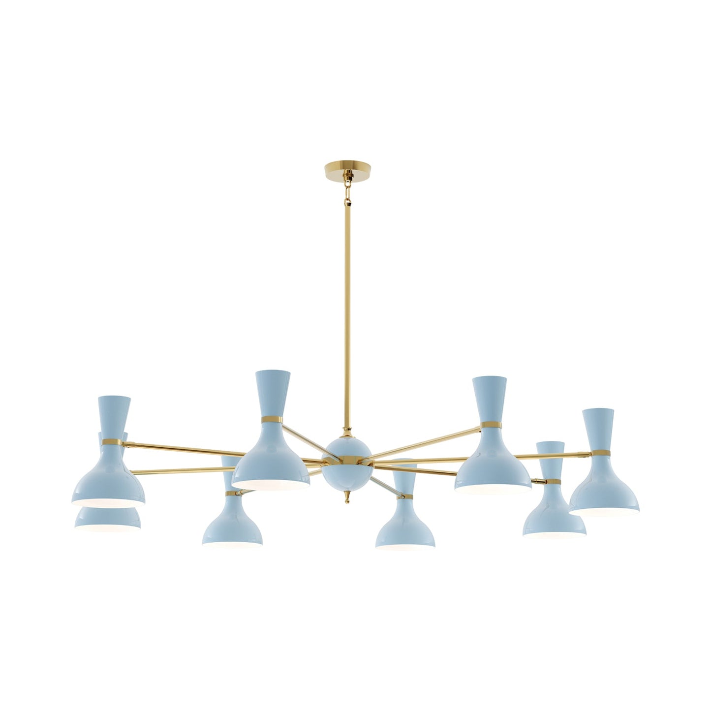 Clare Chandelier in Modern Brass/Baby Blue (8-Light).