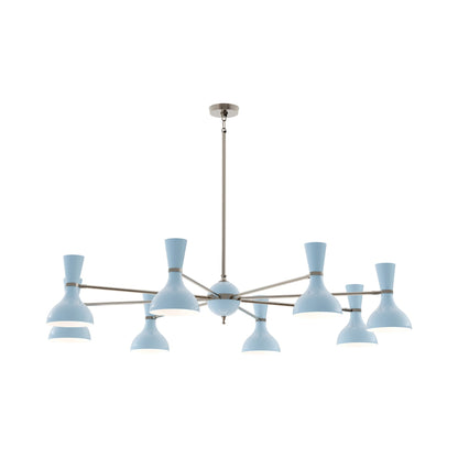 Clare Chandelier in Polished Nickel/Baby Blue (8-Light).