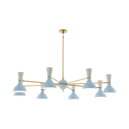 Clare Chandelier in Modern Brass/Baby Blue and Lily (8-Light).