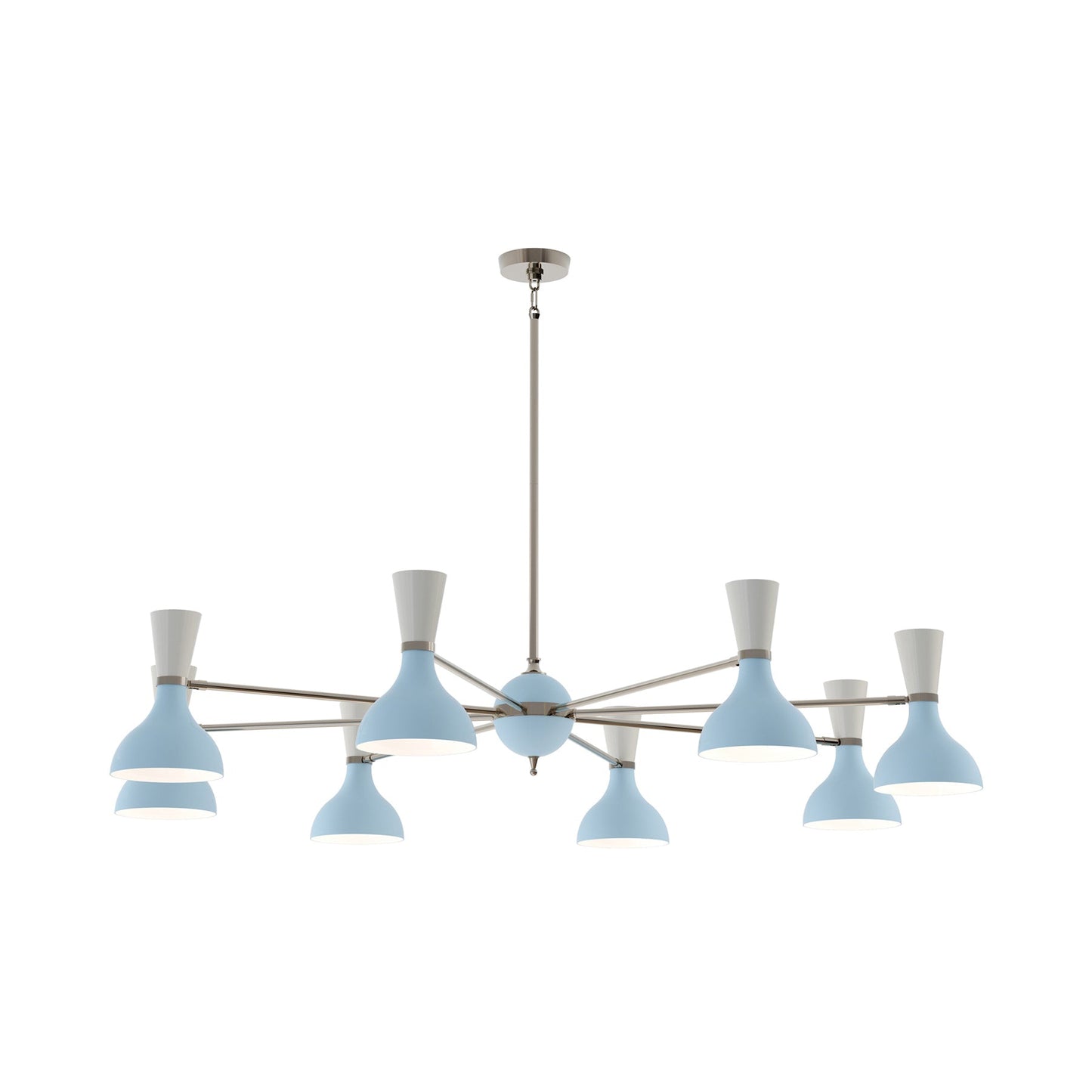 Clare Chandelier in Polished Nickel/Baby Blue and Lily (8-Light).