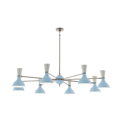 Clare Chandelier in Polished Nickel/Baby Blue and Lily (8-Light).