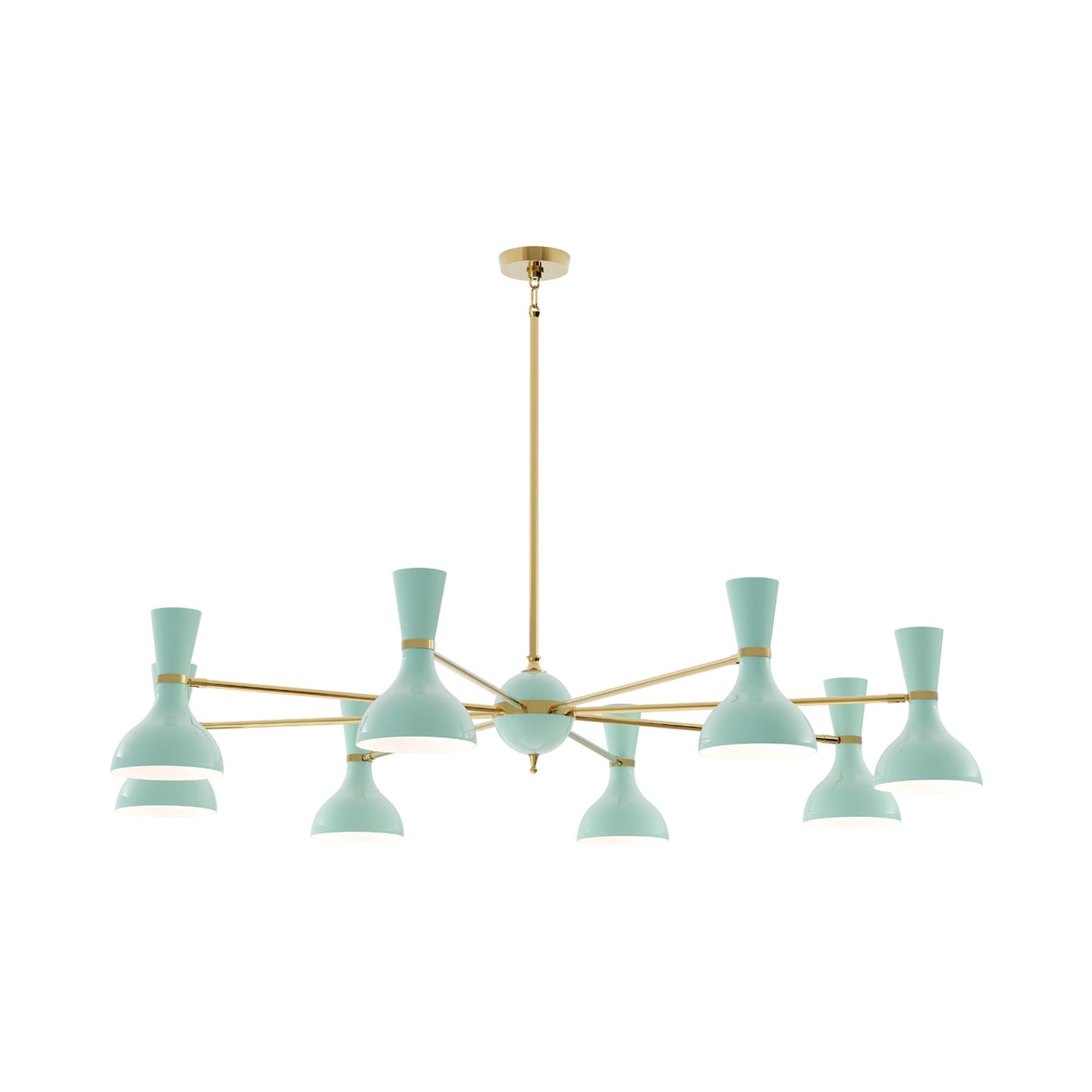 Clare Chandelier in Modern Brass/Mint (8-Light).