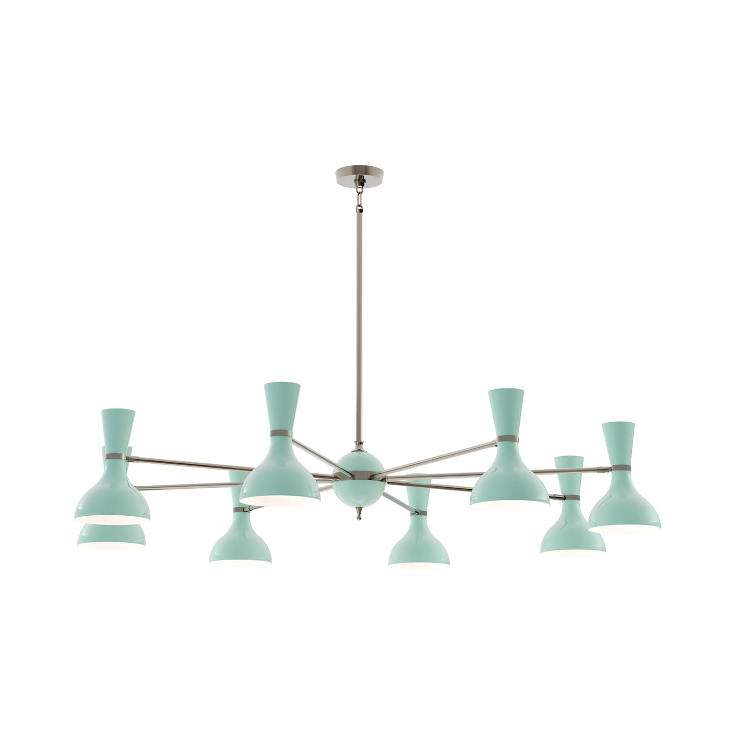 Clare Chandelier in Polished Nickel/Mint (8-Light).