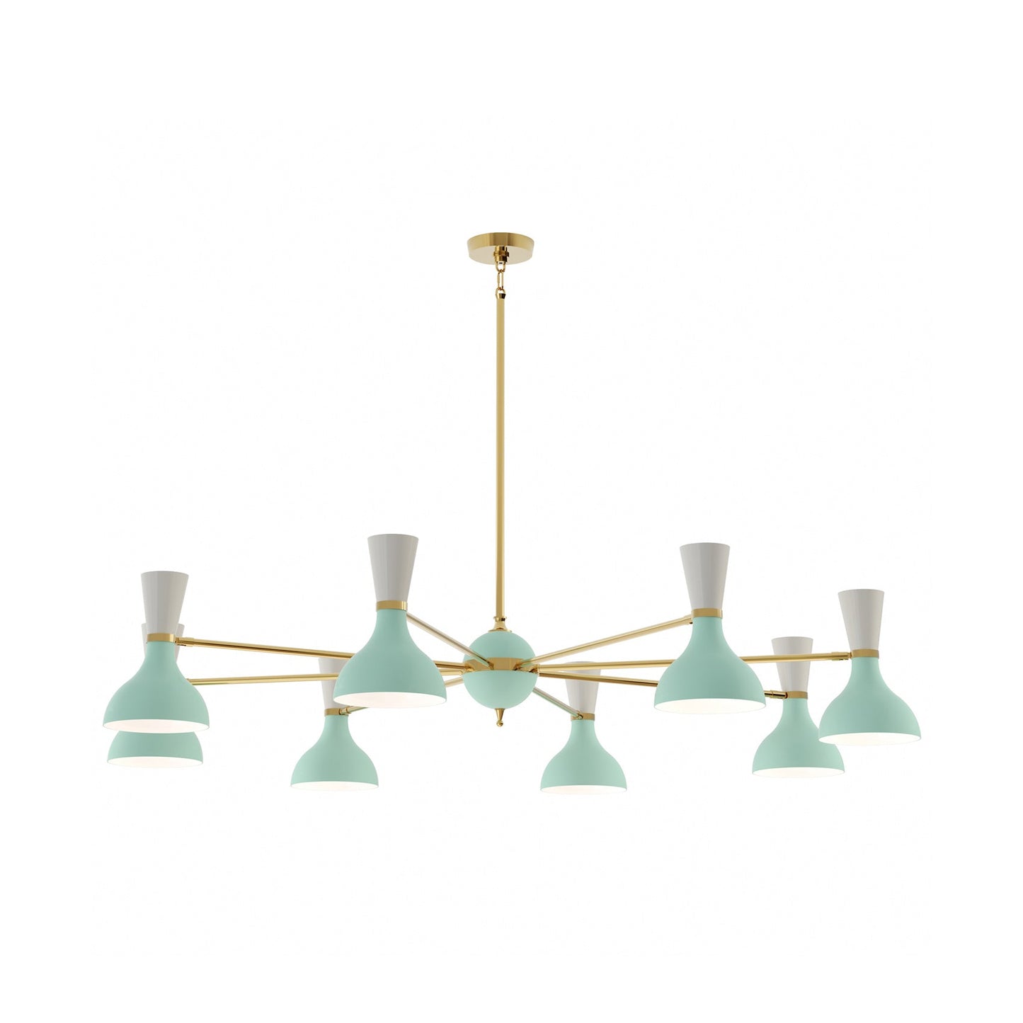 Clare Chandelier in Modern Brass/Mint and Lily (8-Light).