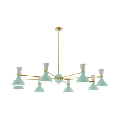 Clare Chandelier in Modern Brass/Mint and Lily (8-Light).
