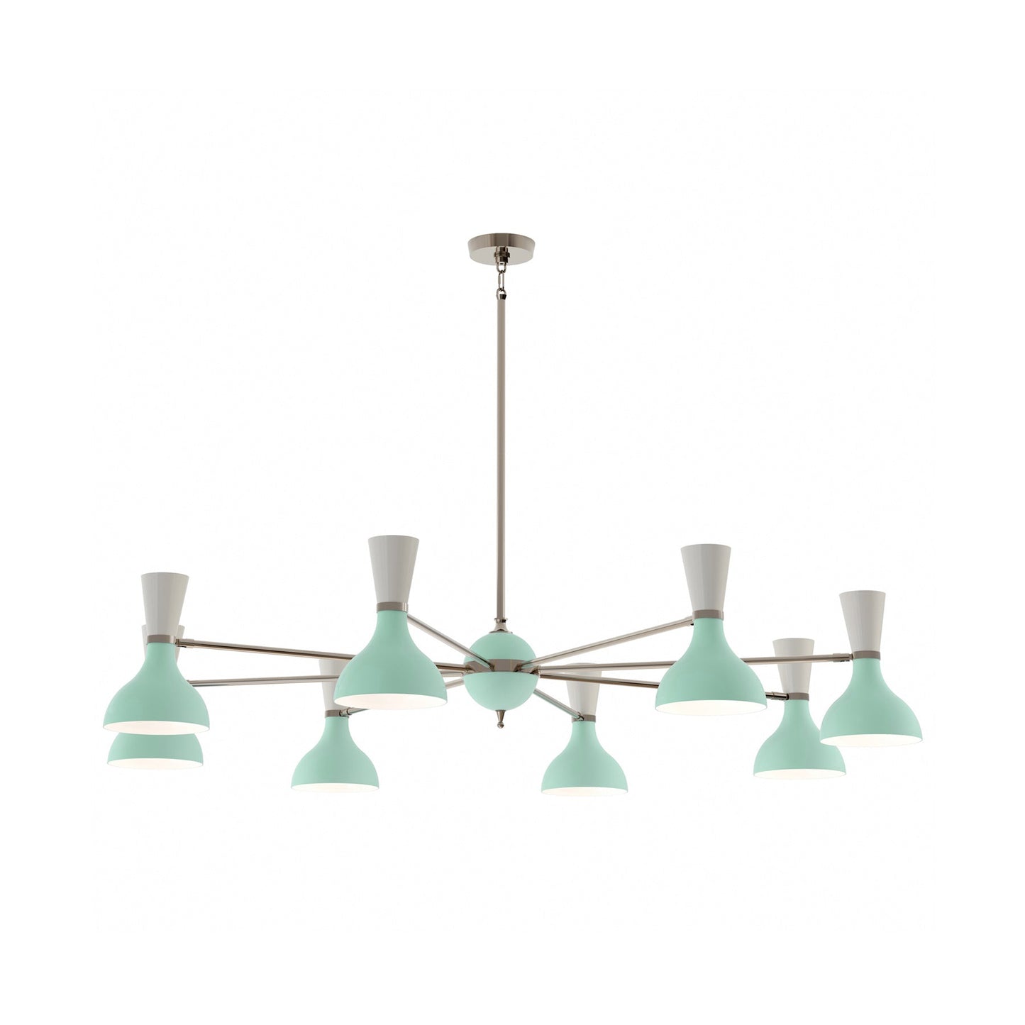 Clare Chandelier in Polished Nickel/Mint and Lily (8-Light).