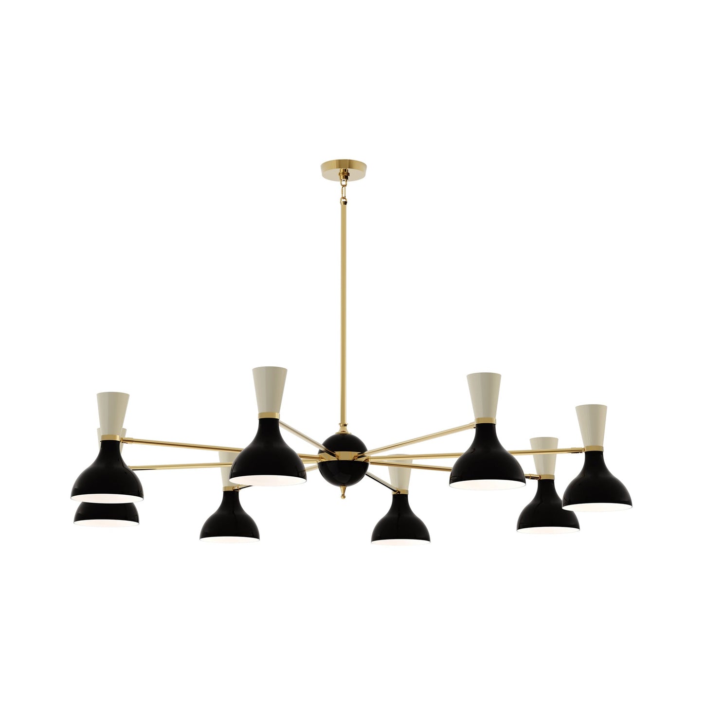 Clare Chandelier in Modern Brass/Obsidian and Bone (8-Light).