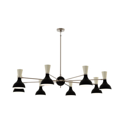 Clare Chandelier in Polished Nickel/Obsidian and Bone (8-Light).