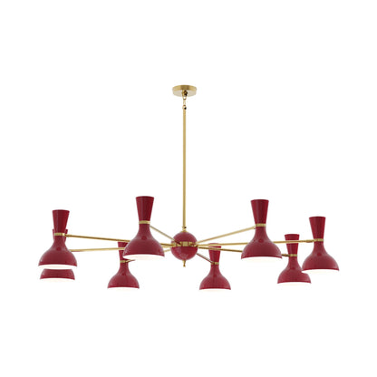 Clare Chandelier in Modern Brass/Oxblood (8-Light).