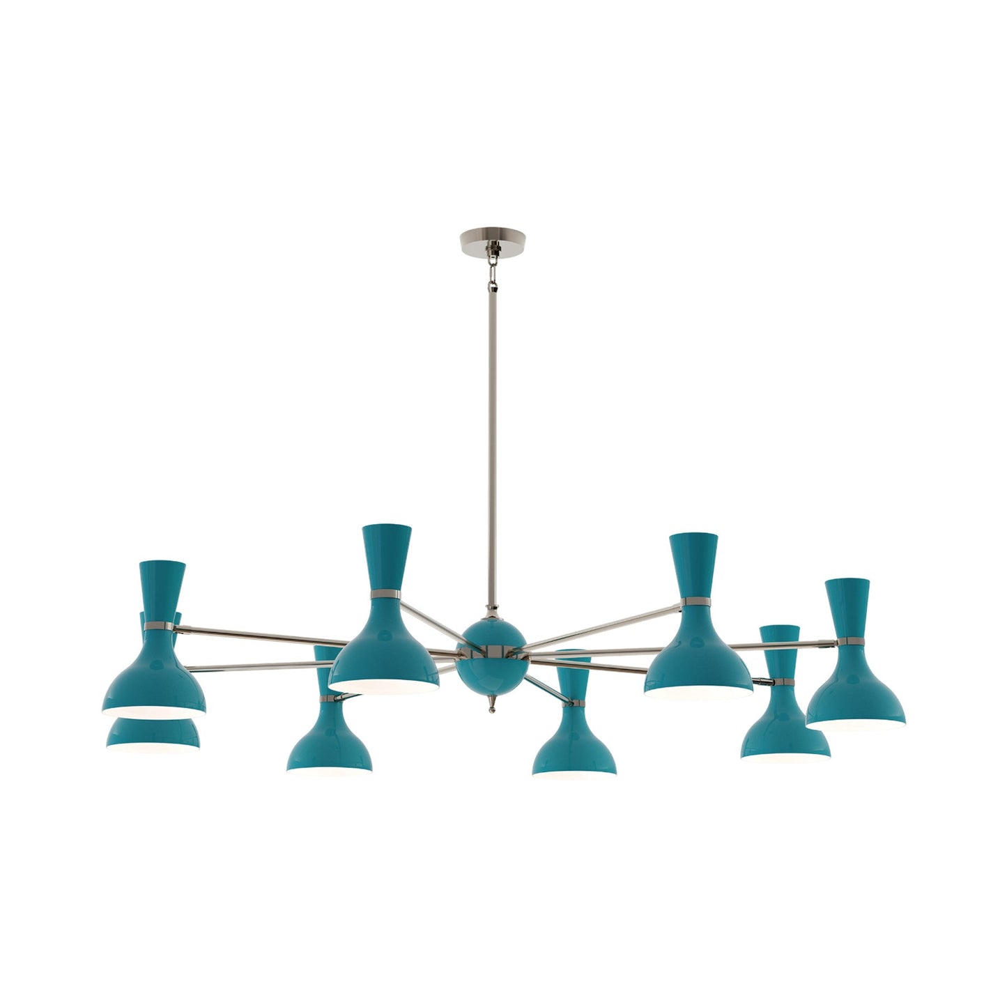 Clare Chandelier in Polished Nickel/Peacock (8-Light).