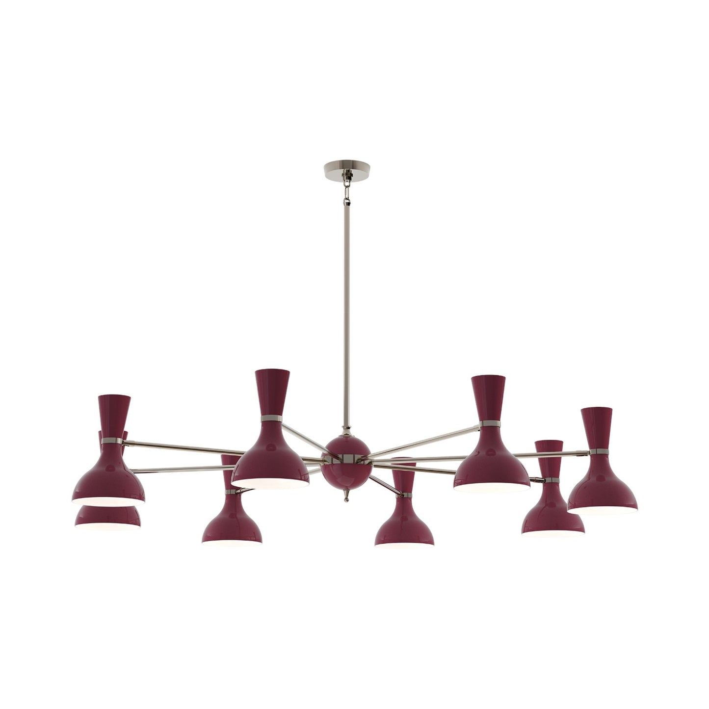 Clare Chandelier in Polished Nickel/Sugar Plum (8-Light).