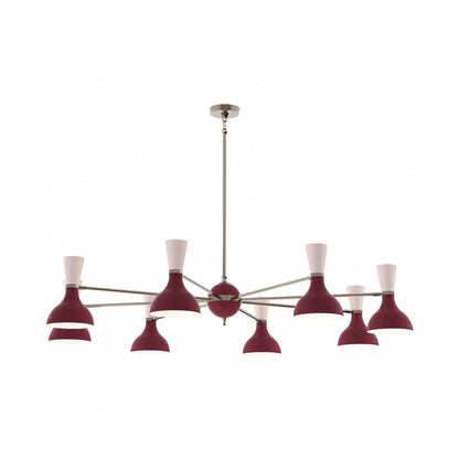 Clare Chandelier in Polished Nickel/Sugar Plum and Rose Water (8-Light).