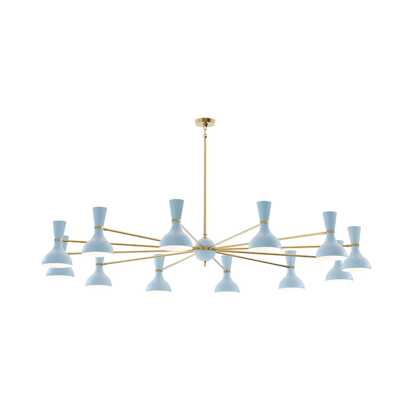 Clare Chandelier in Modern Brass/Baby Blue (12-Light).